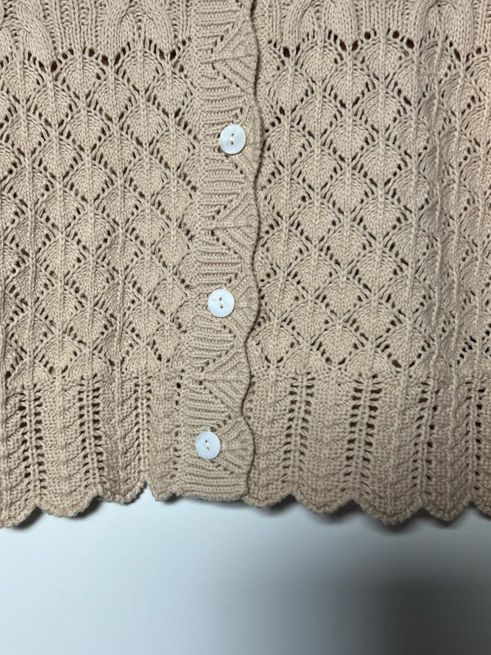 House of Harlow 1960 Beige Cropped Crochet Knit Button Cardigan Sweater - Picture 6 of 12